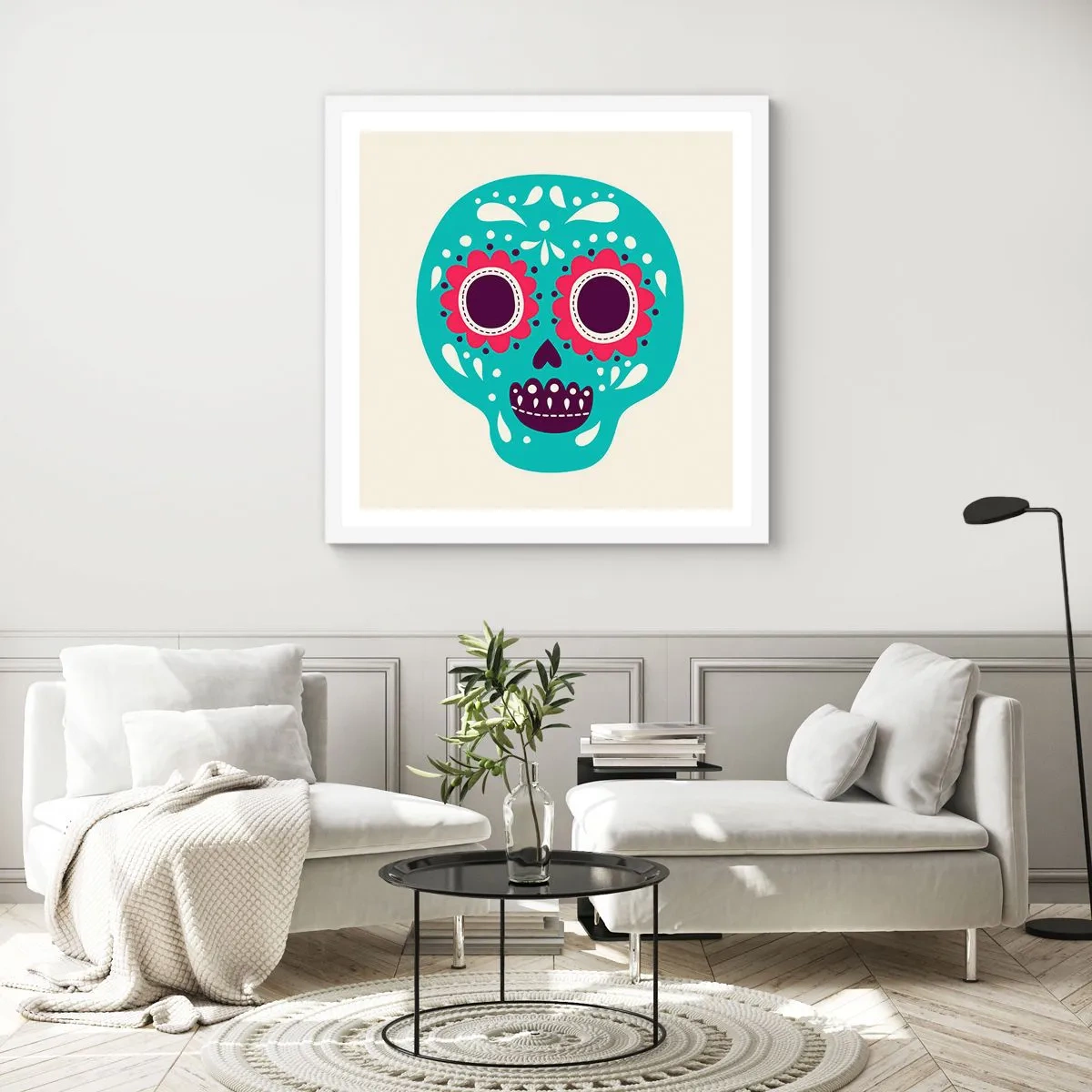 Affiche dans un cadre blanc - Poster - La vie – du plaisir jusqu'à la mort - 30x30 cm