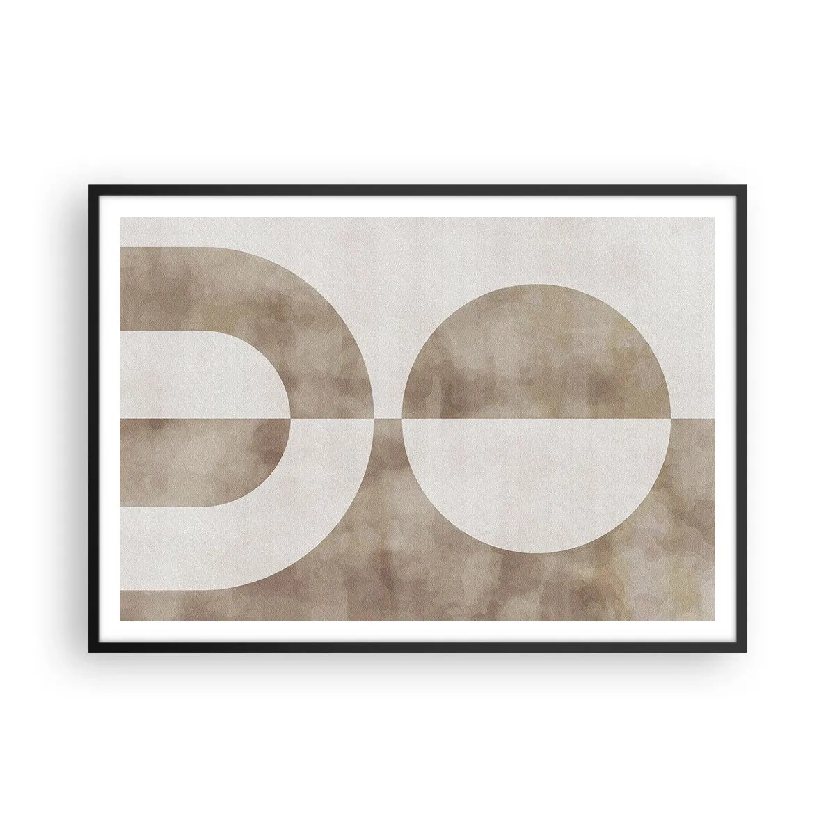 Affiche dans un cadre noir - Poster - Une peinture abstraite dans les tons beiges avec des formes géométriques et de la symétrie. - 100x70cm - Similitudes et différences - Décoration murale moderne pour le salon et la chambre ARTTOR