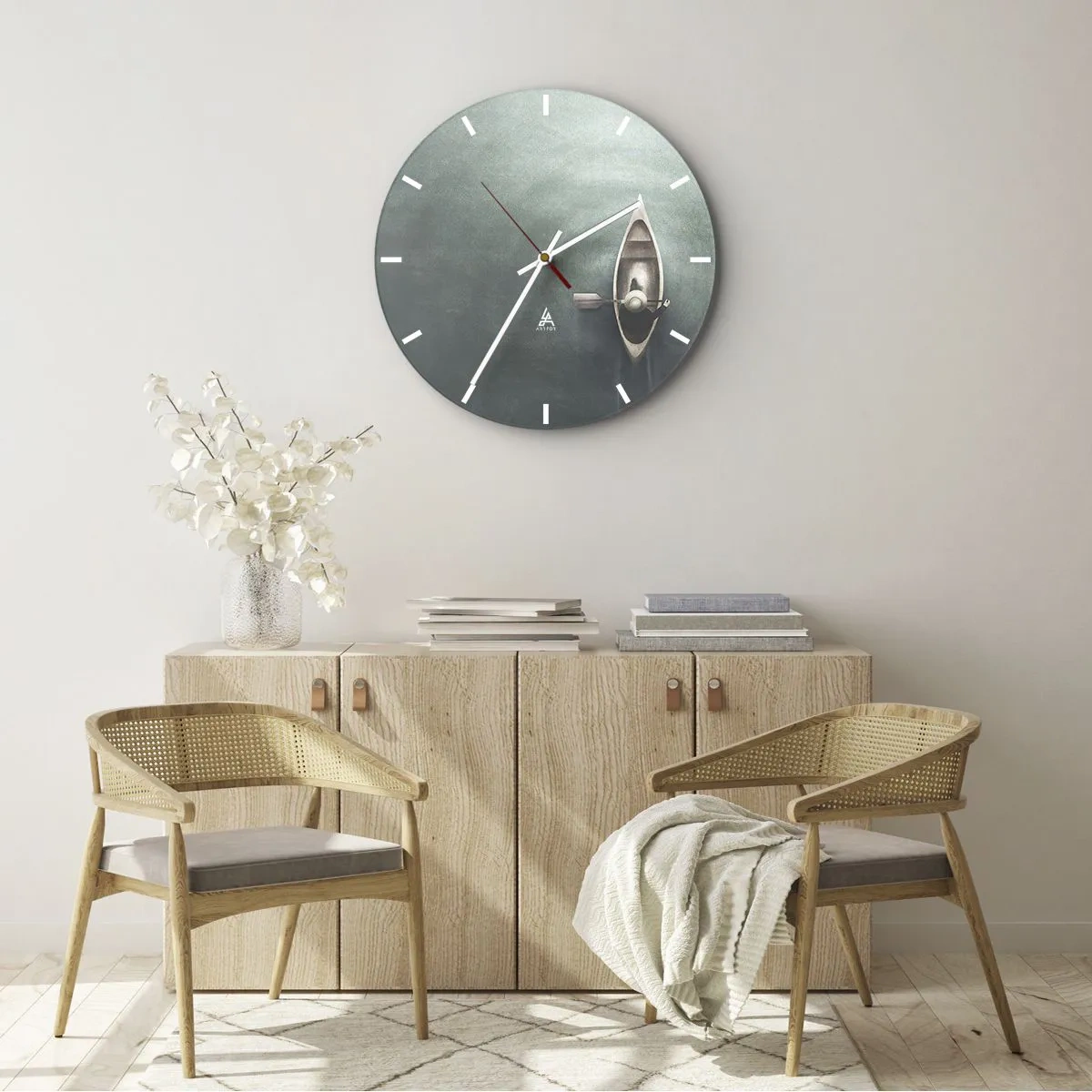 Horloge murale - Pendule murale - À travers le lac de la lune - 30x30 cm