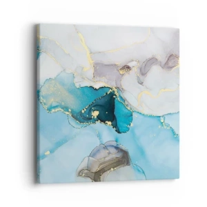 Impression sur toile - Image sur toile - Etude de la rencontre gris et turquoise - 40x40 cm