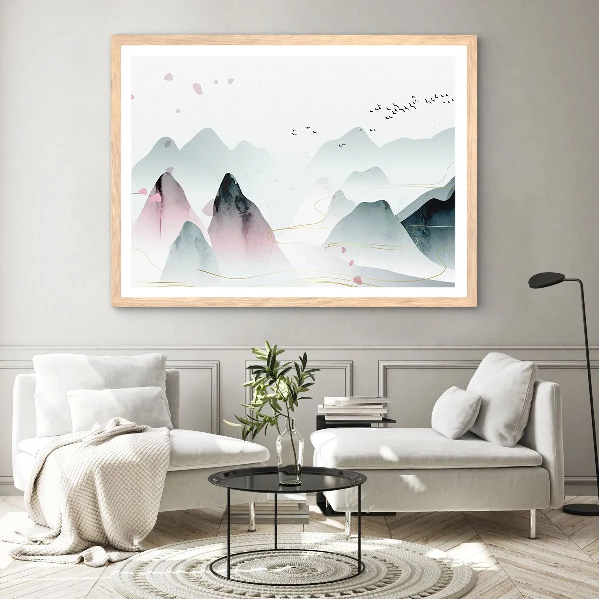 Affiche dans un chêne clair - Poster - Au-delà des sommets - 100x70 cm