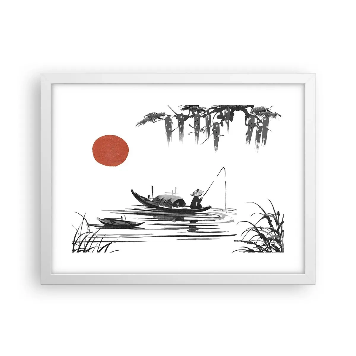 Affiche dans un cadre blanc - Poster - Après-midi asiatique - 40x30 cm
