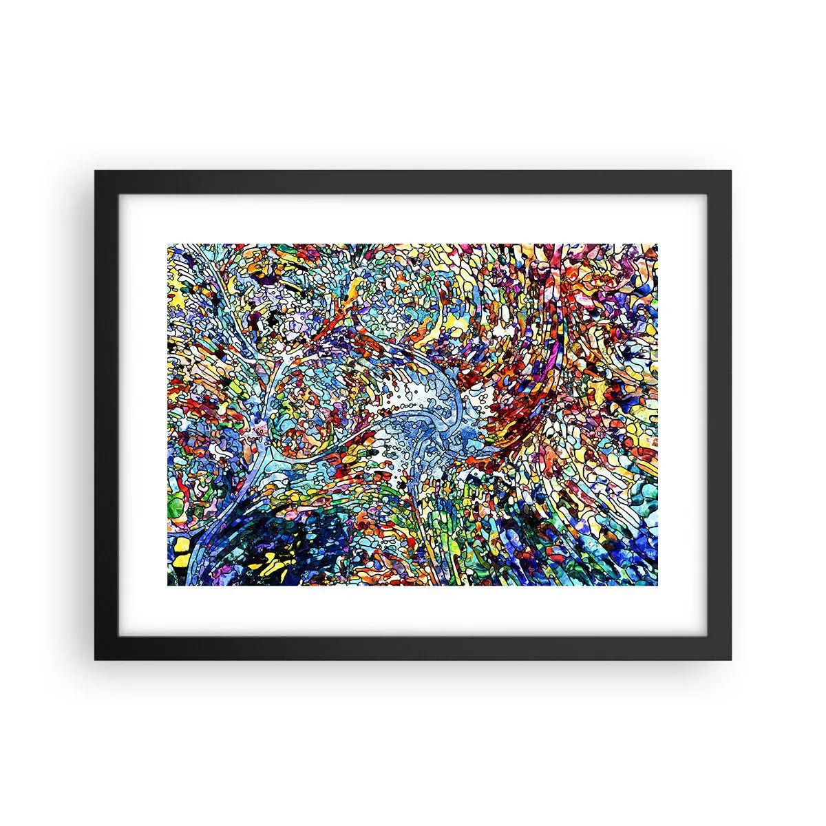 Affiche dans un cadre noir - Poster - Goutte de vitrail - 40x30 cm