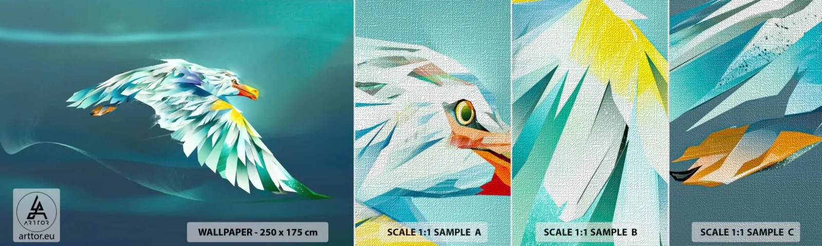 Échantillon de Papier Peint Premium Canvas - Aigle, puissance de tes vols - Abstraction, Aigle, Oiseau - 100x30 cm