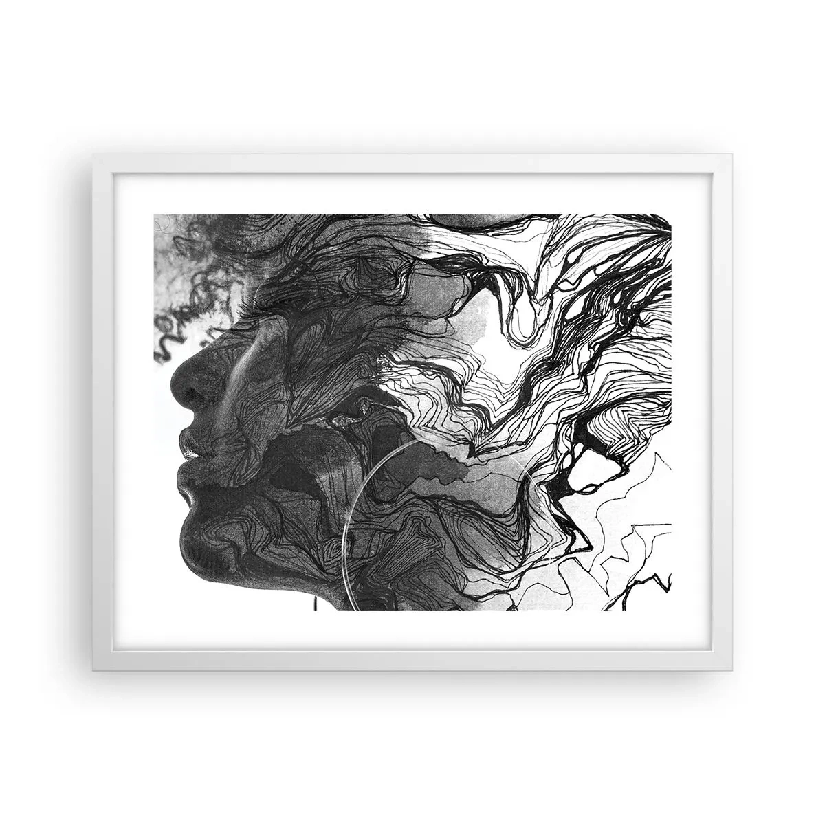 Affiche dans un cadre blanc - Poster - Emmêlé dans les rêves - 50x40 cm