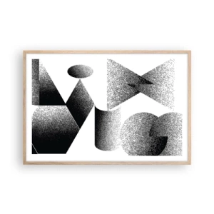 Affiche dans un chêne clair - Poster - Angles et ovales - 91x61 cm