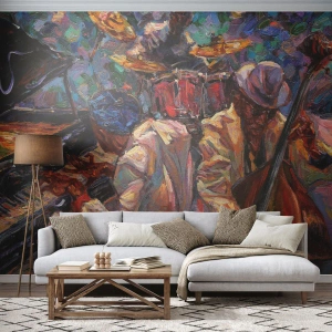 Papier Peint Photo Premium Sand - Harmonie jazz des couleurs et des sons - 100x70cm - Dans le même tempo - Décoration murale moderne pour le salon et la chambre ARTTOR