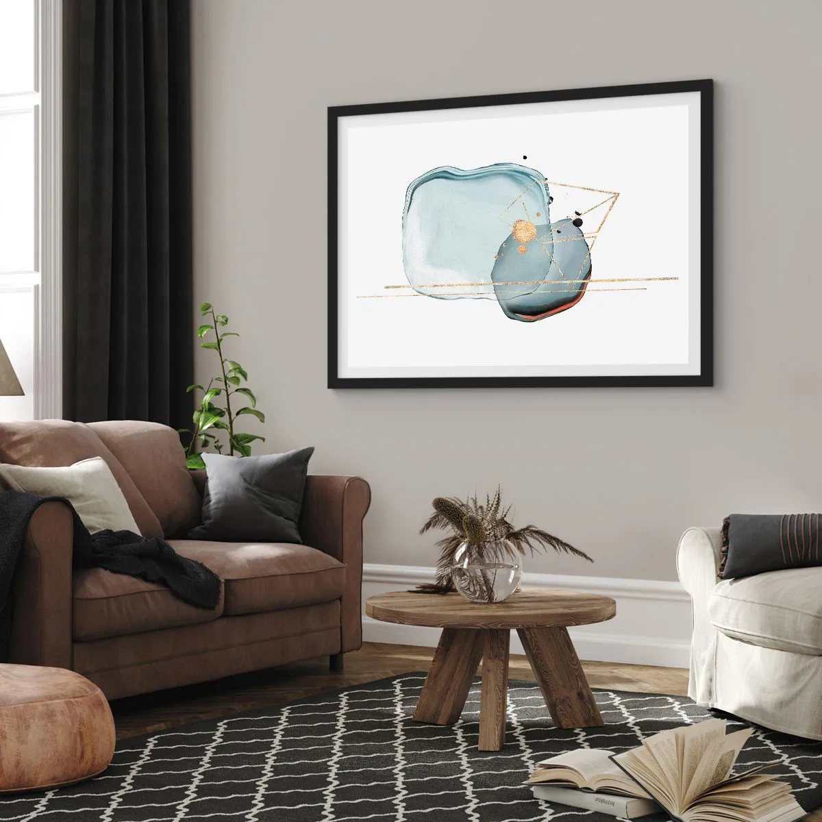 Affiche dans un cadre noir - Poster - Etude des gouttes - 50x40 cm