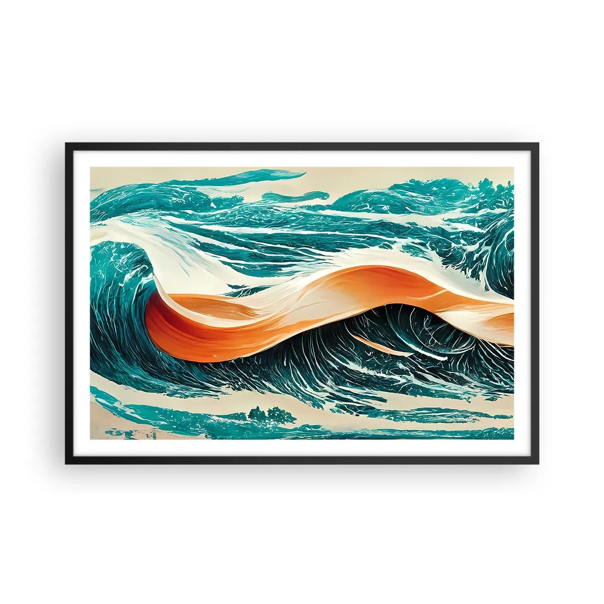 Affiche dans un cadre noir - Poster - Le rêve d'un surfeur - 91x61 cm