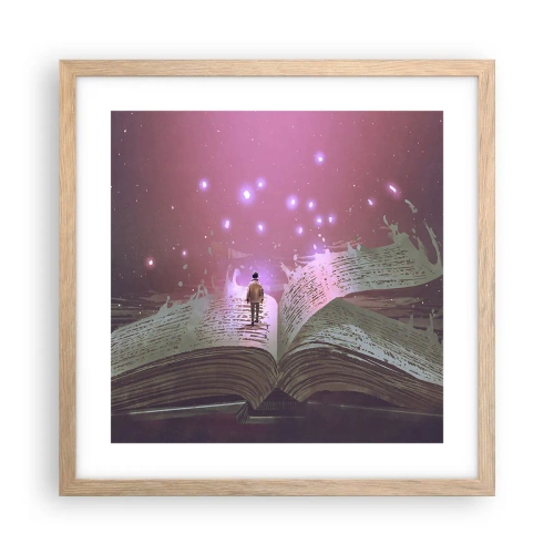 Affiche dans un chêne clair - Poster - Invitation à un autre monde - lisez ! - 40x40 cm