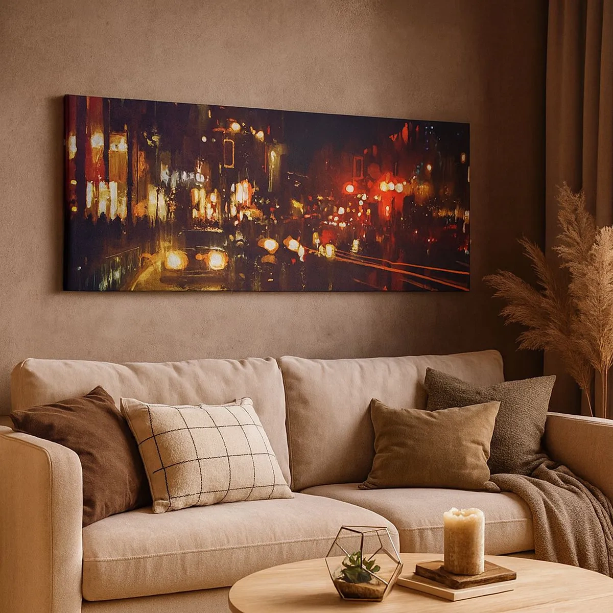 Impression sur toile - Image sur toile - Immergé dans les lumières de la nuit - 100x40 cm