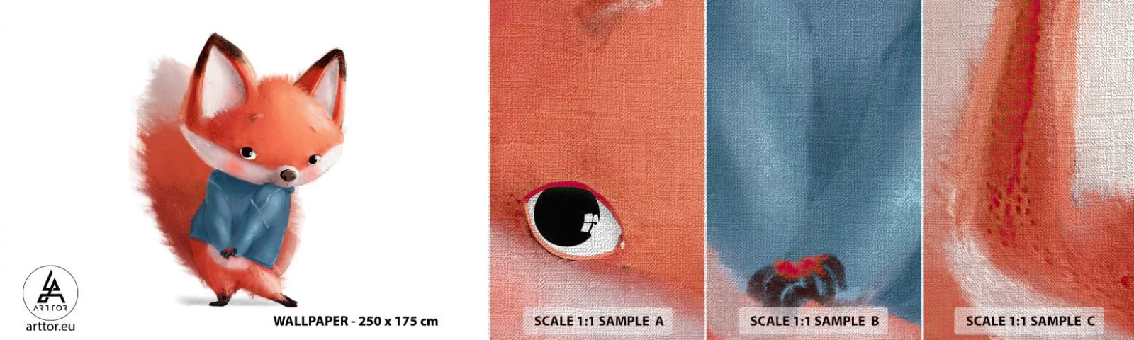Échantillon de Papier Peint Premium Canvas - Est-ce que ça me va? - Pour les enfants, Renard, Conte de fées - 100x30 cm