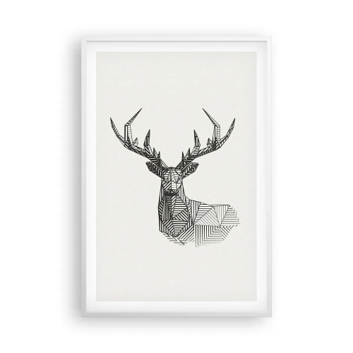 Affiche dans un cadre blanc - Poster - Cerf dans un style cubique - 61x91 cm