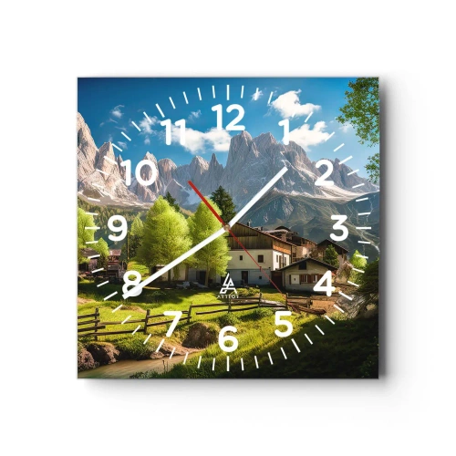 Horloge murale - Pendule murale - Idylle alpine - 40x40 cm