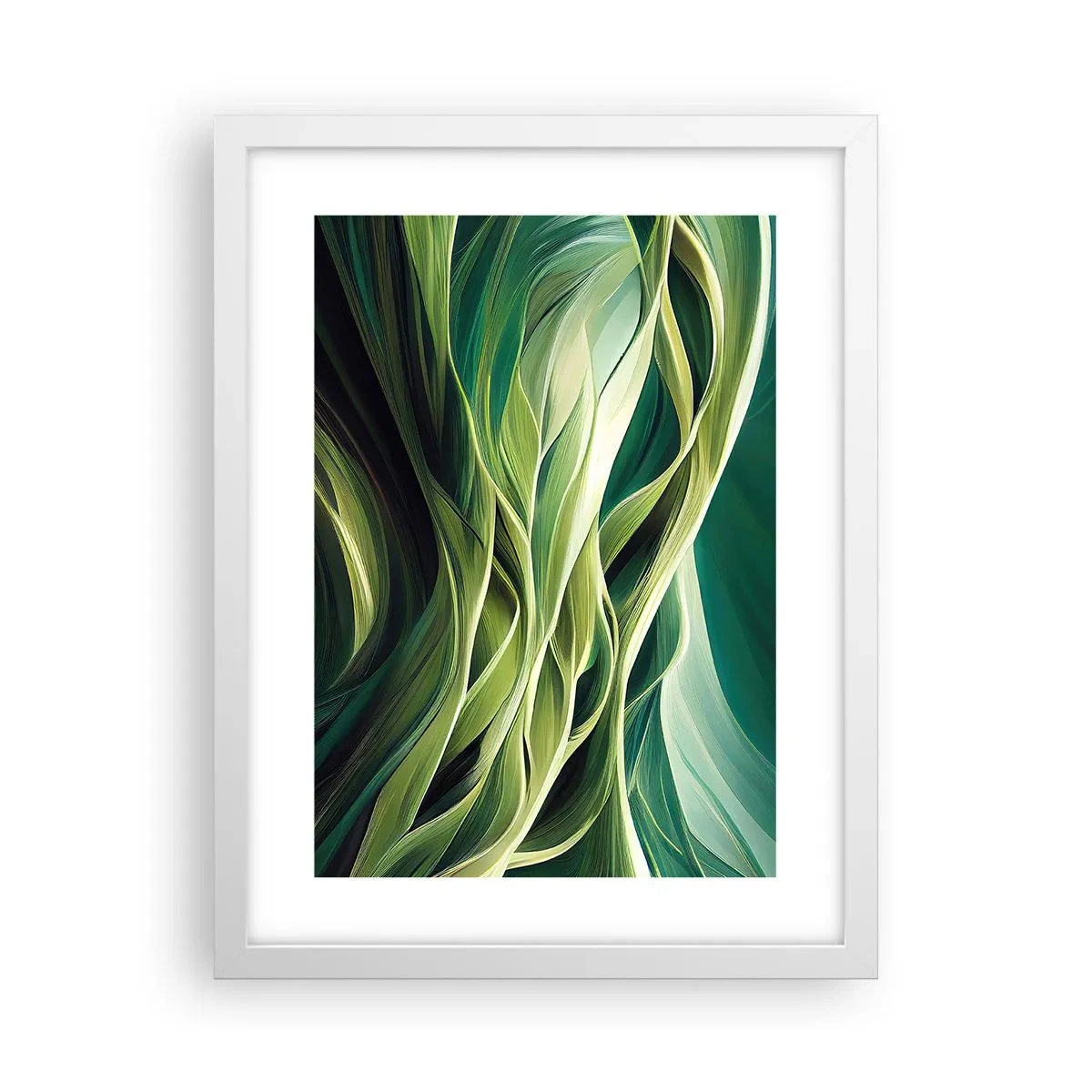 Affiche dans un cadre blanc - Poster - Jeu de vert abstrait - 30x40 cm