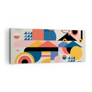 Impression sur toile - Image sur toile - Formes géométriques colorées dans un style rétro - 120x50cm - Composition : jouer - Décoration murale moderne pour le salon et la chambre ARTTOR
