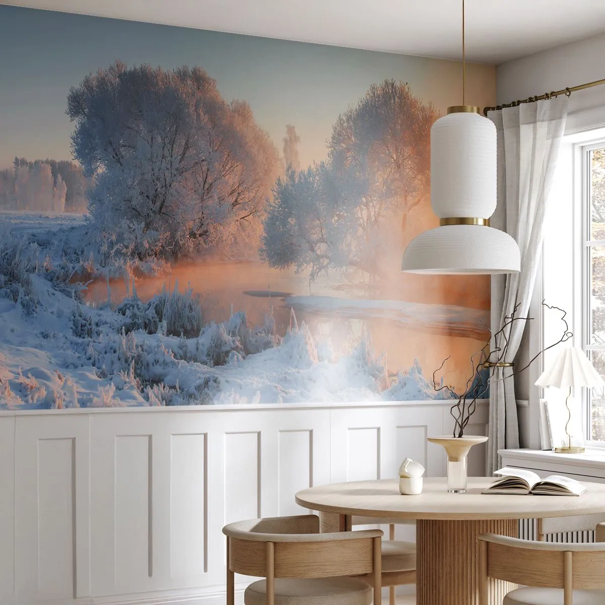 Papier Peint Photo Standard Eco - Tout dans le soleil brille en cristal - Paysage, Hiver, Rivière - 400x280 cm