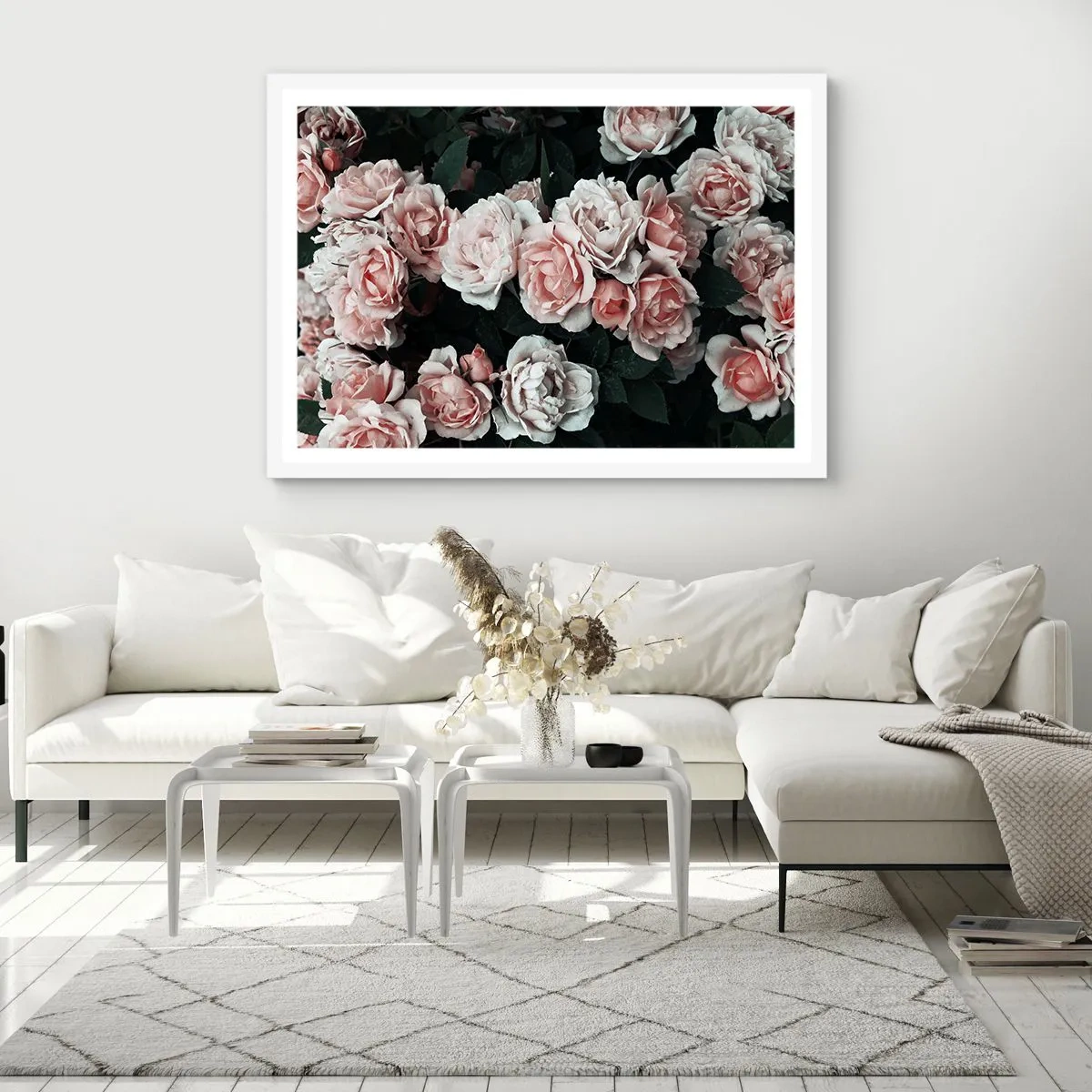 Affiche dans un cadre blanc - Poster - Ensemble de rose - 70x50 cm