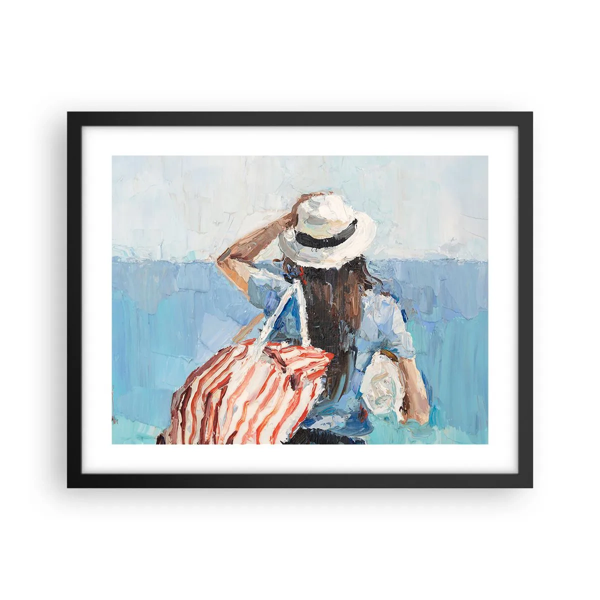 Affiche dans un cadre noir - Poster - Bienvenue à vos vacances - 50x40 cm