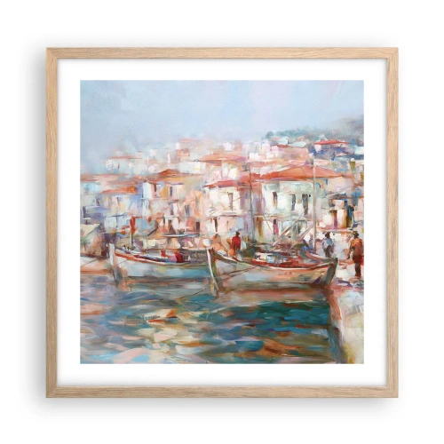 Affiche dans un chêne clair - Poster - Vacances pastelles - 50x50 cm