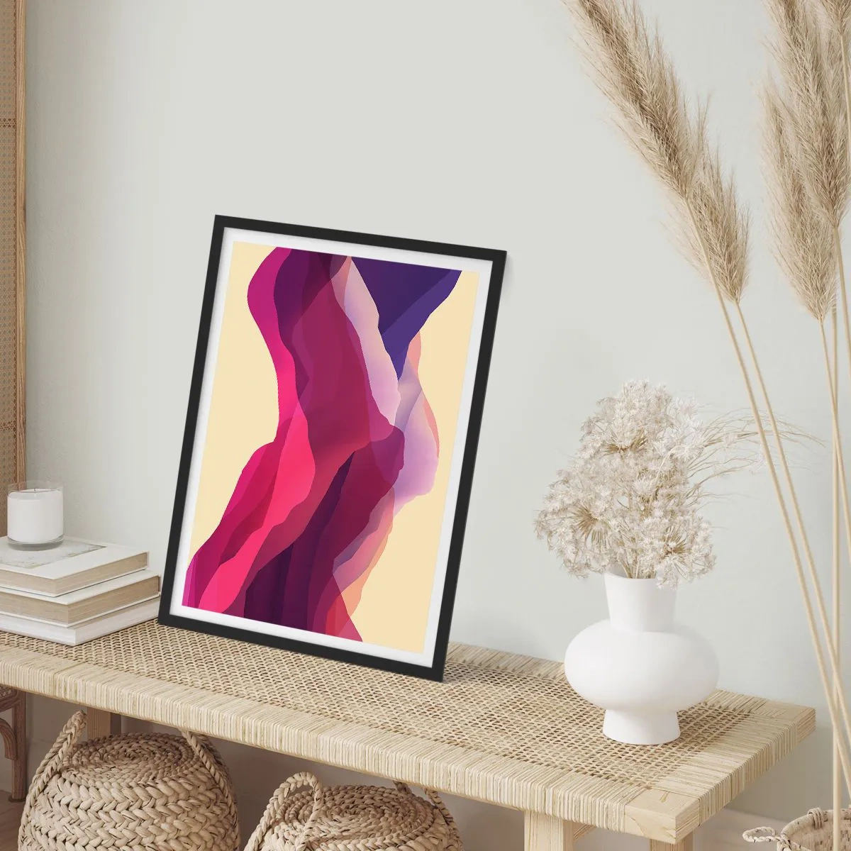 Affiche dans un cadre noir - Poster - Vagues pourpre - 40x50 cm