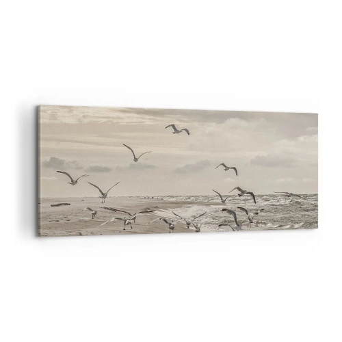 Impression sur toile - Image sur toile - Le bruit de la mer, le chant des oiseaux - 100x40 cm