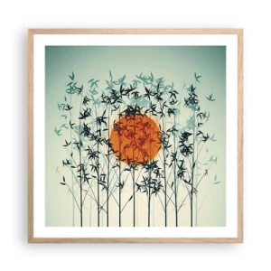 Affiche dans un chêne clair - Poster - Soleil japonnais - 60x60 cm