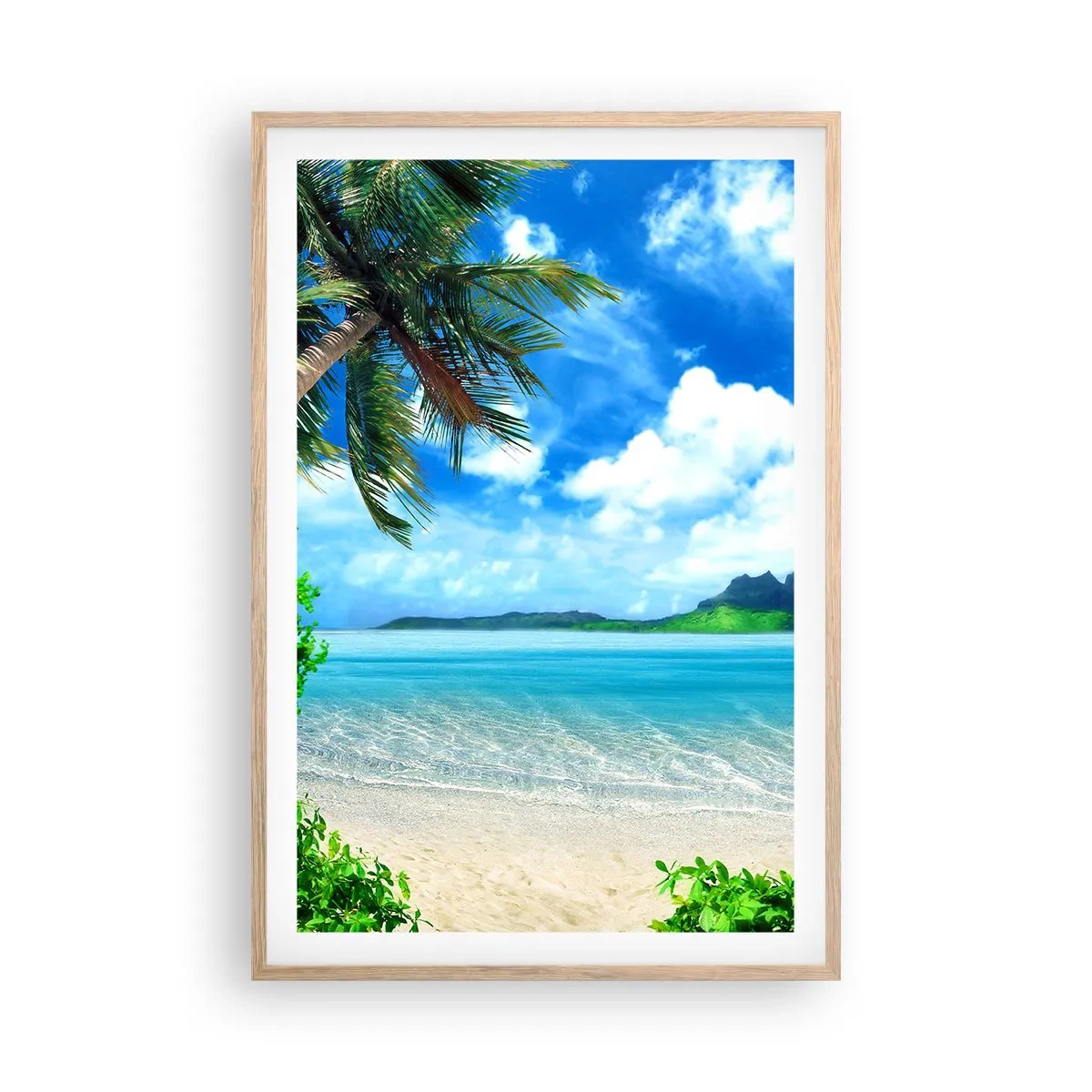 Affiche dans un chêne clair - Poster - L'azur des tropiques - 61x91 cm
