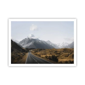 Affiche - Poster - Une route dans les montagnes entourée d'un paysage pittoresque - 100x70cm - Chemin vers le coeur de la montagne - Décoration murale moderne pour le salon et la chambre ARTTOR