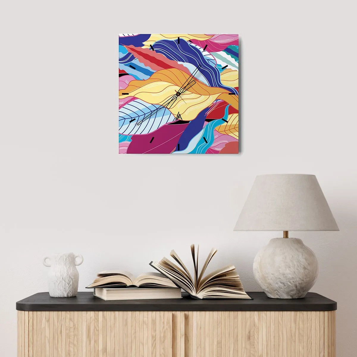 Horloge murale - Pendule murale - Un désordre coloré - 40x40 cm