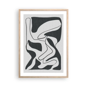 Affiche dans un chêne clair - Poster - Amusement de labyrinthe abstrait - 50x70 cm