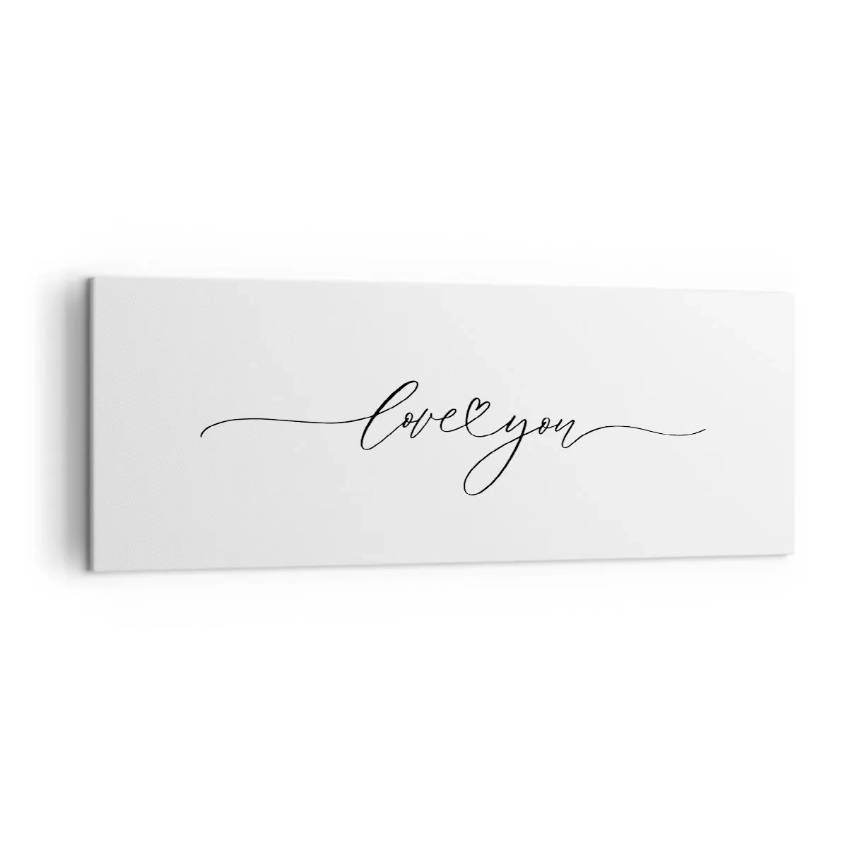 Impression sur toile - Image sur toile - L'inscription « Je t'aime » dans une police élégante - 140x50cm - Noir sur blanc - Décoration murale moderne pour le salon et la chambre ARTTOR