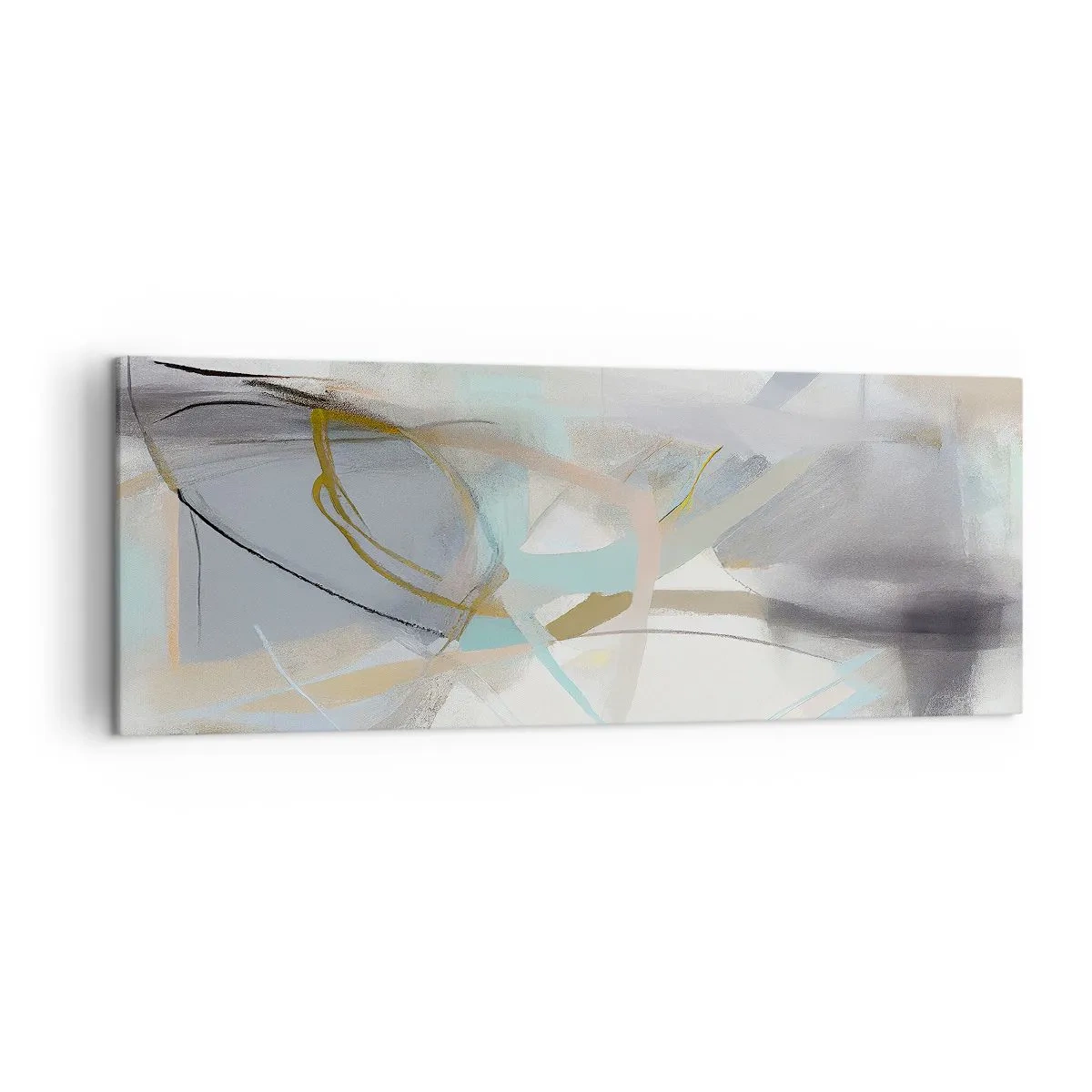 Impression sur toile - Image sur toile - Abstraction pastel aux lignes délicates - 140x50cm - Abstraction brumeuse - Décoration murale moderne pour le salon et la chambre ARTTOR