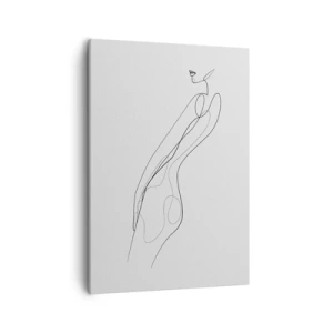 Impression sur toile - Image sur toile - Une ligne minimaliste montrant une silhouette sur un fond clair - 50x70cm - Juste une promesse - Décoration murale moderne pour le salon et la chambre ARTTOR