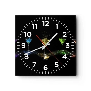 Horloge murale - Pendule murale - Couleurs de joie en verre de cristal - 40x40 cm