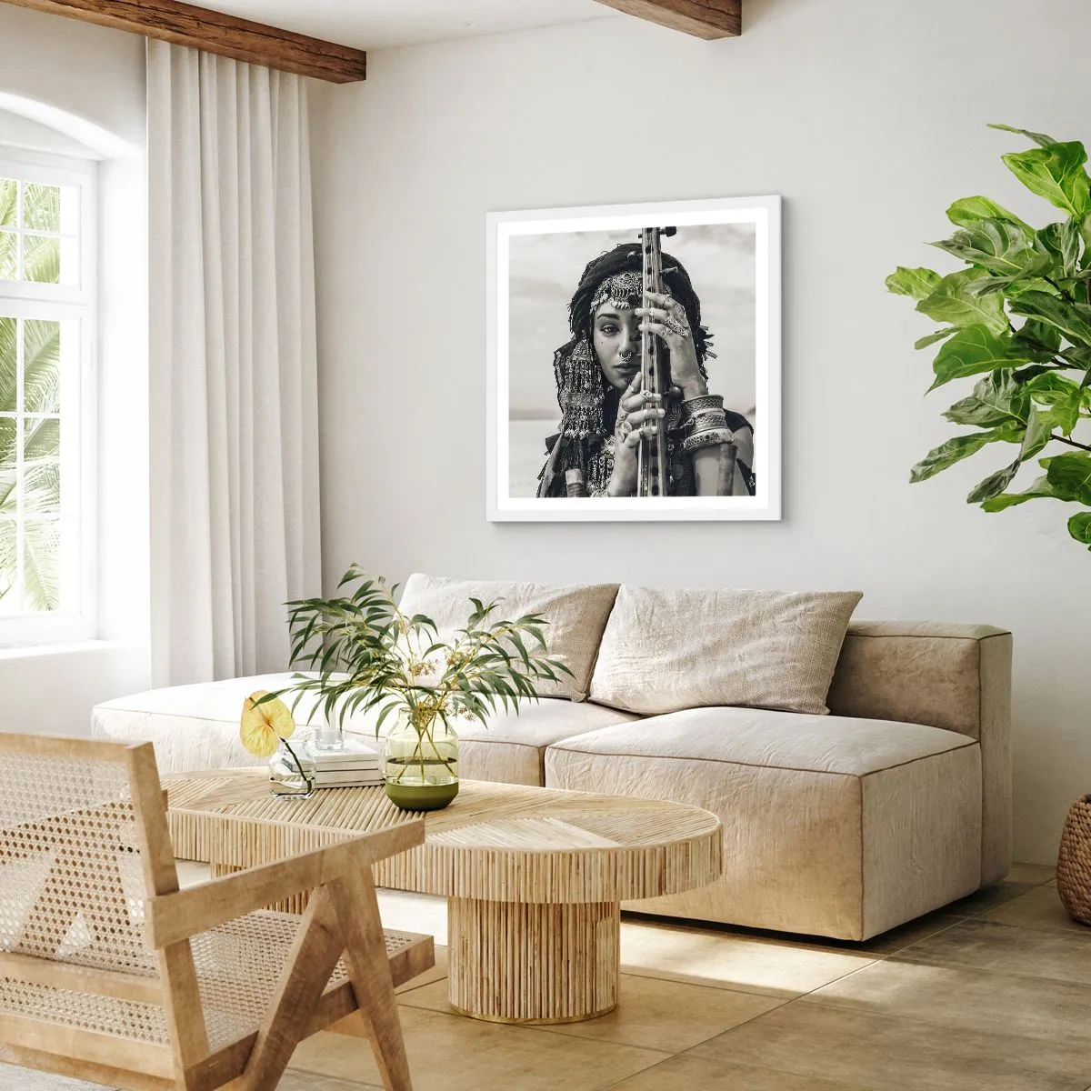 Affiche dans un cadre blanc - Poster - Musique de l'Orient elle-même - 60x60 cm