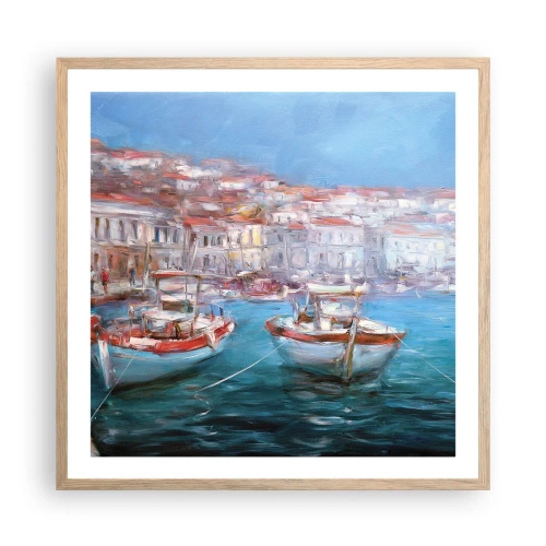 Affiche dans un chêne clair - Poster - Baie italienne - 60x60 cm