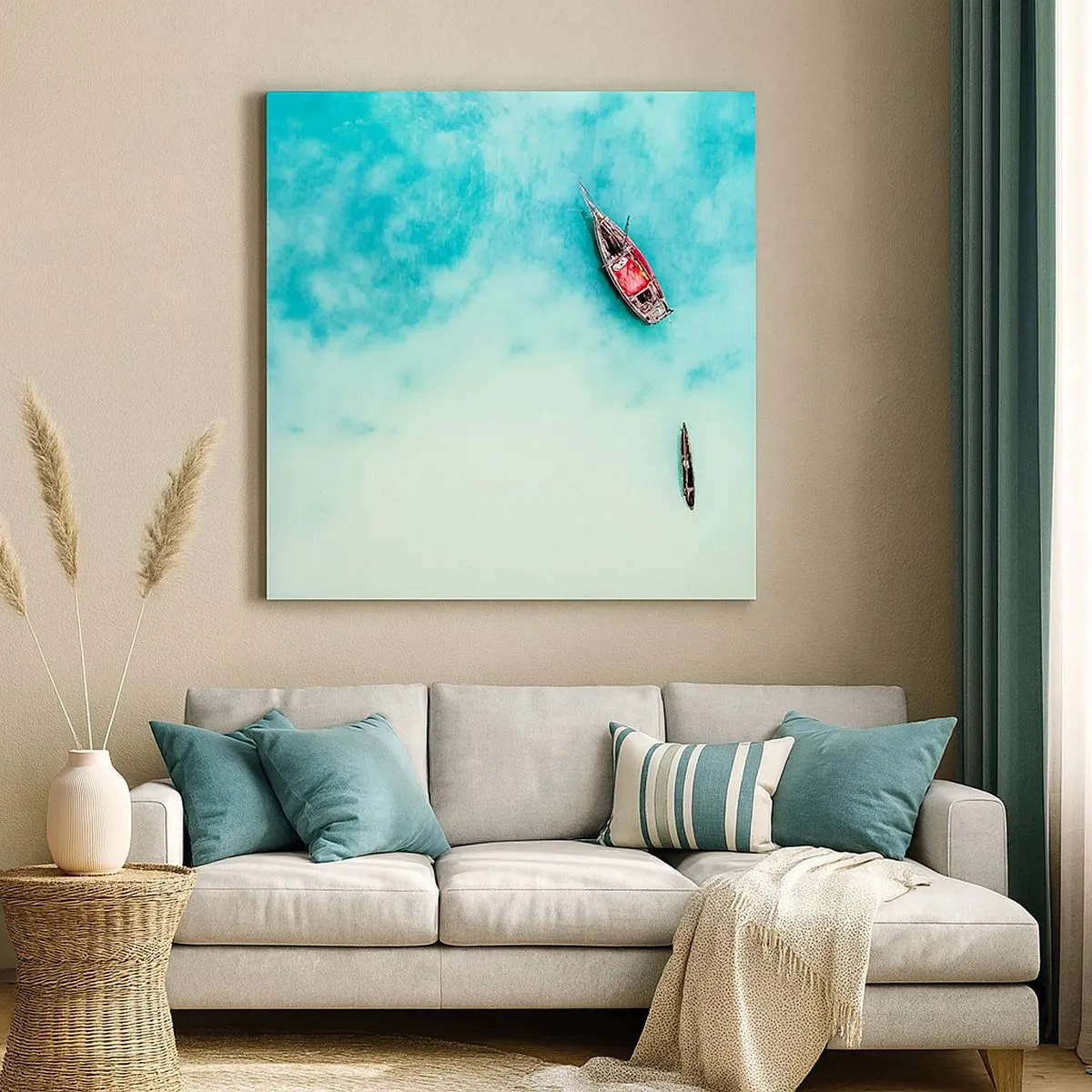 Impression sur toile - Image sur toile - Car sur les plages de Zanzibar, quand il y a un débordement d'eau... - 30x30 cm