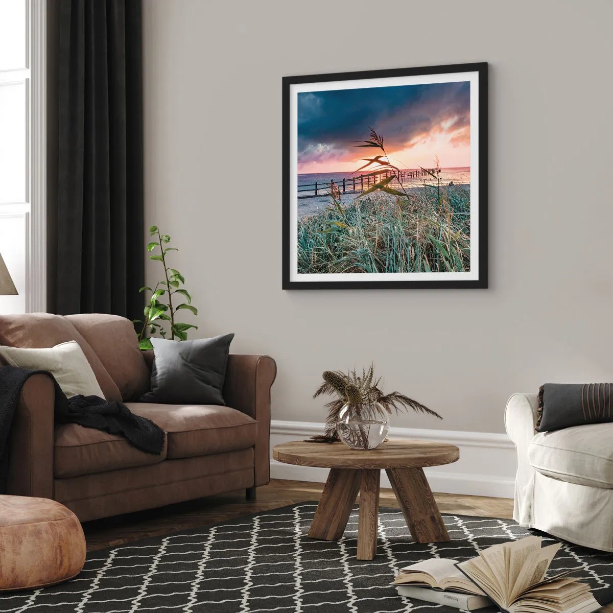 Affiche dans un cadre noir - Poster - Ça ne passe pas avec le vent - 40x40 cm