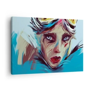 Impression sur toile - Image sur toile - Portrait d'une femme aux couleurs dynamiques et au style abstrait - 70x50cm - Guerrière errante - Décoration murale moderne pour le salon et la chambre ARTTOR