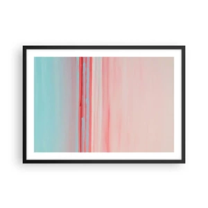 Affiche dans un cadre noir - Poster - Lignes pastel dans les tons rose et bleu dans une composition minimaliste - 70x50cm - Abstraction à l'aube - Décoration murale moderne pour le salon et la chambre ARTTOR