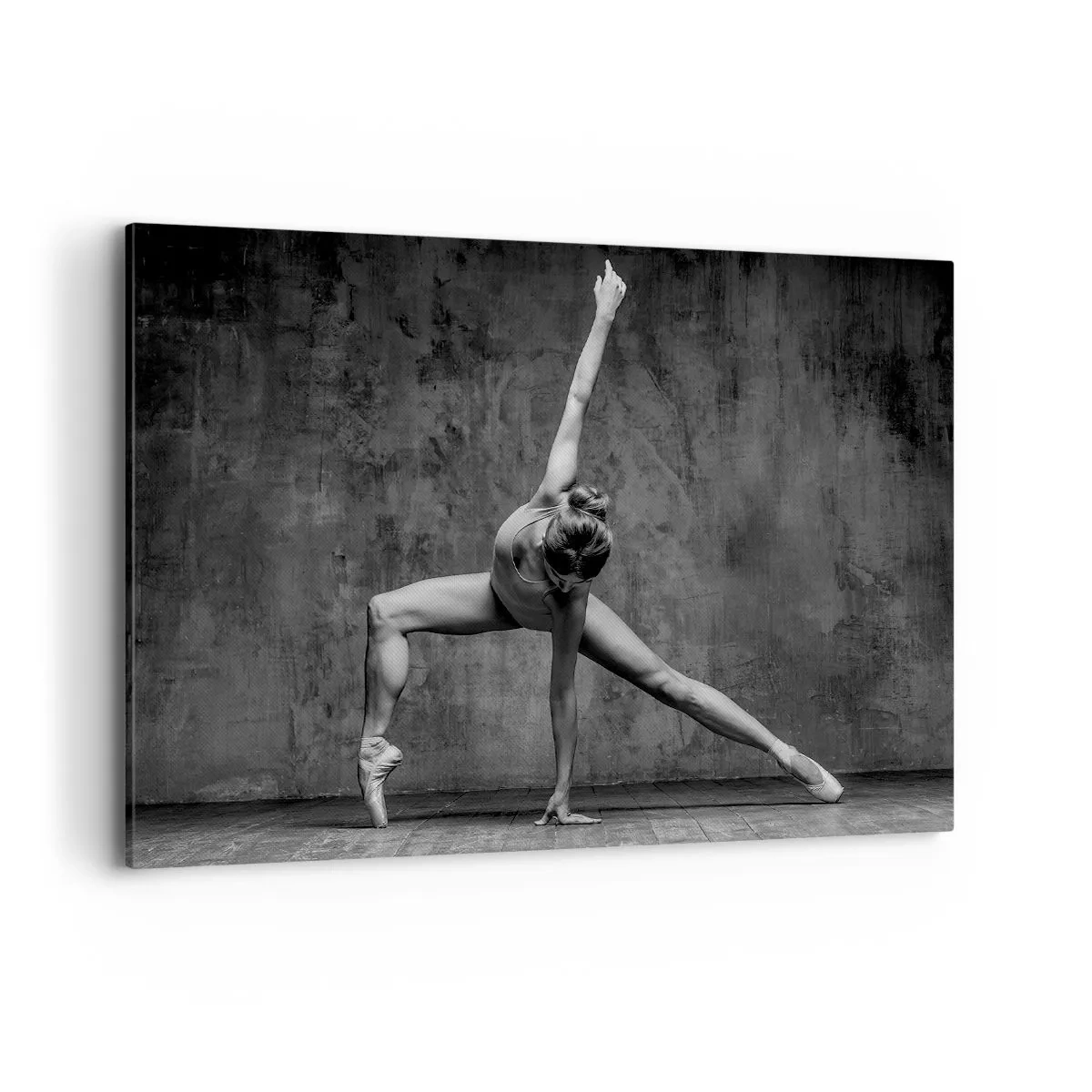 Impression sur toile - Image sur toile - Une danseuse dans une pose artistique contre un mur brut - 100x70cm - Balance idéale - Décoration murale moderne pour le salon et la chambre ARTTOR