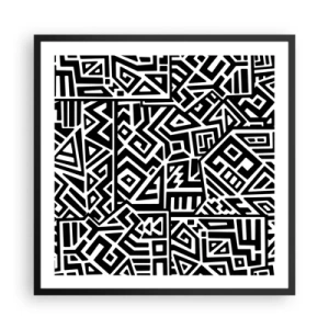 Affiche dans un cadre noir - Poster - Composition précolombienne - 60x60 cm