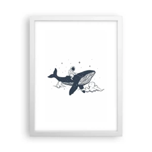 Affiche dans un cadre blanc - Poster - Aventure spatiale - 30x40 cm