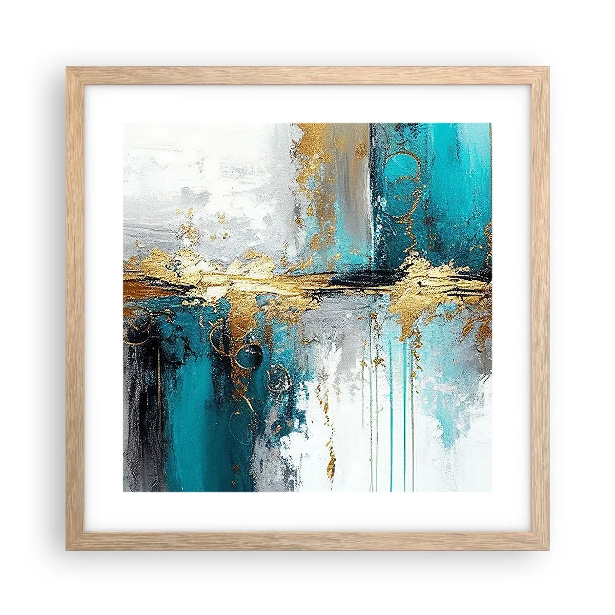 Affiche dans un chêne clair - Poster - Tout coule - 40x40 cm