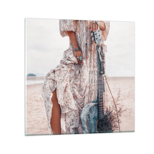 Impression sur verre - Image sur verre - Enfant de fleur en route - 60x60 cm