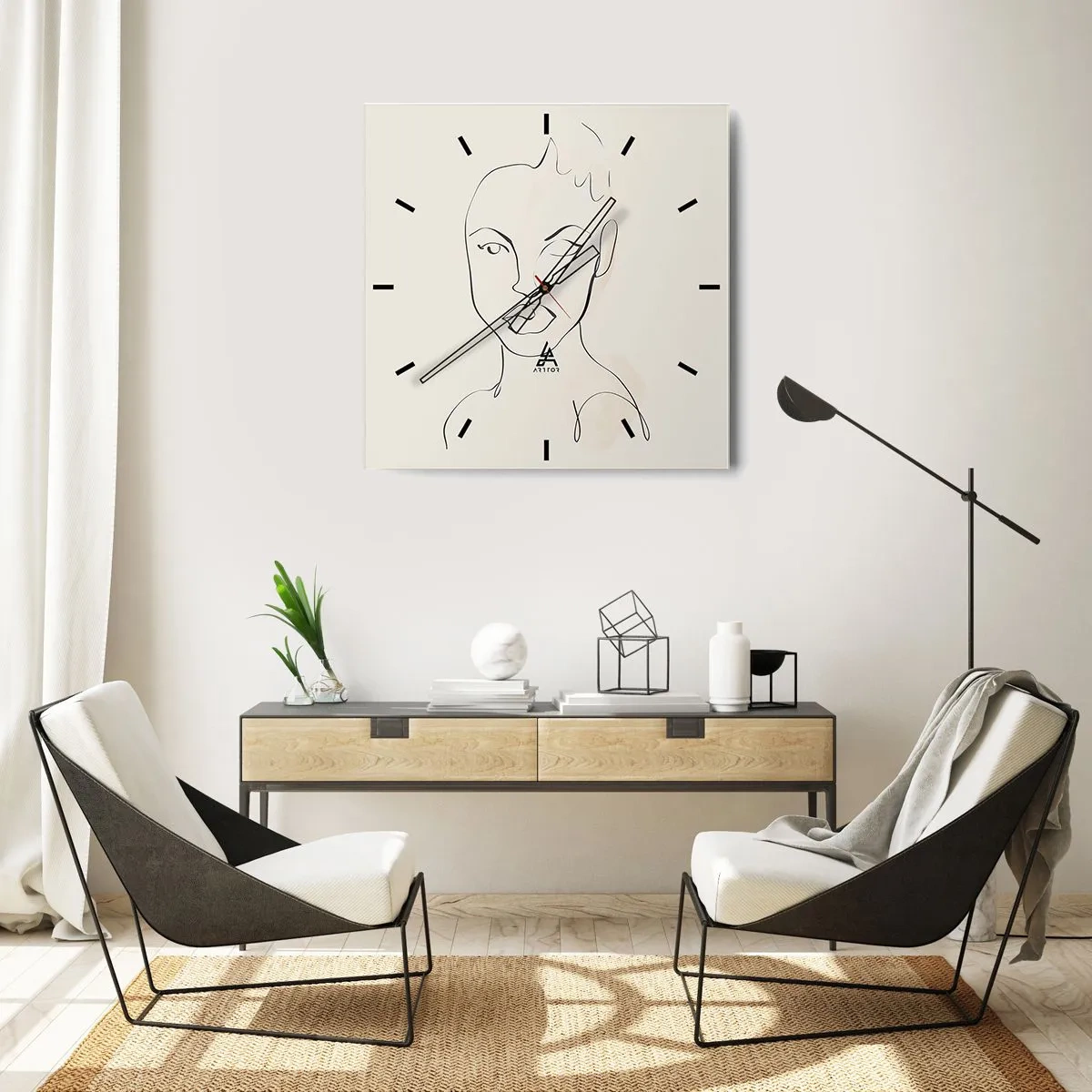 Horloge murale - Pendule murale - Esquisse de la sensualité - 40x40 cm
