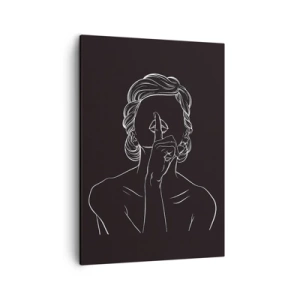Impression sur toile - Image sur toile - Silhouette minimaliste d'une femme sur fond noir - 50x70cm - La beauté s'épanouit en silence - Décoration murale moderne pour le salon et la chambre ARTTOR