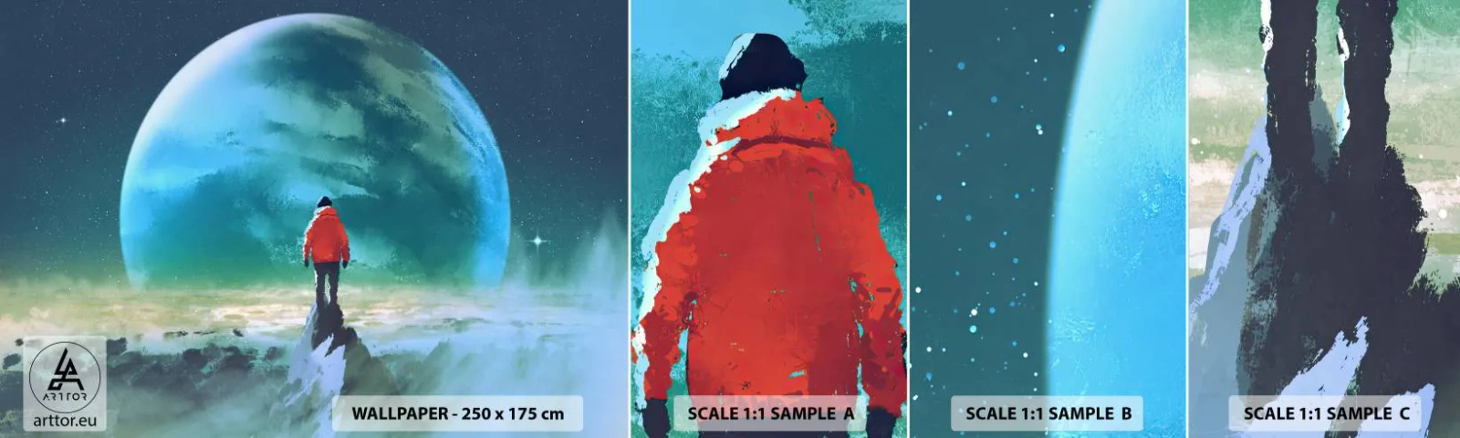 Échantillon De Papier Peint Standard Eco - Explorateur de la nouvelle terre - Abstraction, Fantaisie, Planète Terre - 100x30 cm