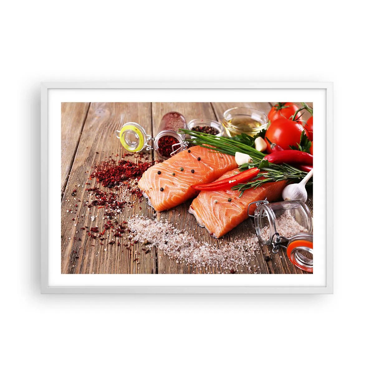 Affiche dans un cadre blanc - Poster - Aventure norvégienne dans la cuisine - 70x50 cm